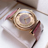 Buy Shop Versace V-Motif Vintage Logo Diamonds Gold Dial Pink Leather Strap Watch for Women - VERE01118 USA Online
