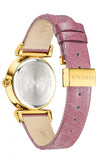 Buy Shop Versace V-Motif Vintage Logo Diamonds Gold Dial Pink Leather Strap Watch for Women - VERE01118 USA Online