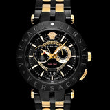 Buy Shop Versace V-Race Analog Quartz Black Dial Two Tone Steel Strap Watch For Men - VEBV00619 USA Online