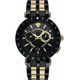 Buy Shop Versace V-Race Analog Quartz Black Dial Two Tone Steel Strap Watch For Men - VEBV00619 USA Online