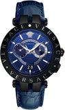 Buy Shop Versace V Race Chronograph Quartz Blue Dial Blue Leather Strap Watch For Men - VEBV00419 USA Online