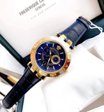 Buy Shop Versace V-Race Multifunction Quartz Blue Dial Blue Leather Strap Watch For Men - VEBV00219 USA Online