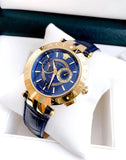 Buy Shop Versace V-Race Multifunction Quartz Blue Dial Blue Leather Strap Watch For Men - VEBV00219 USA Online
