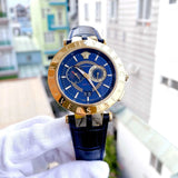 Buy Shop Versace V-Race Multifunction Quartz Blue Dial Blue Leather Strap Watch For Men - VEBV00219 USA Online