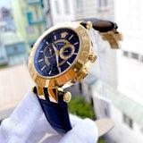 Buy Shop Versace V-Race Multifunction Quartz Blue Dial Blue Leather Strap Watch For Men - VEBV00219 USA Online