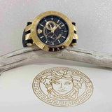 Buy Shop Versace V-Race Quartz Black Dial Black Leather Strap Watch For Men - VEBV00119 USA Online