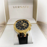Buy Shop Versace V-Race Quartz Black Dial Black Leather Strap Watch For Men - VEBV00119 USA Online