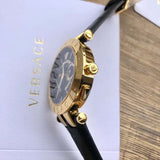 Buy Shop Versace V-Race Quartz Black Dial Black Leather Strap Watch For Men - VEBV00119 USA Online