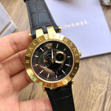Buy Shop Versace V-Race Quartz Black Dial Black Leather Strap Watch For Men - VEBV00119 USA Online