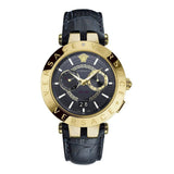 Buy Shop Versace V-Race Quartz Black Dial Black Leather Strap Watch For Men - VEBV00119 USA Online