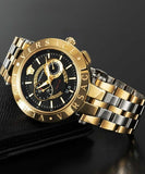 Buy Shop Versace V-Race Quartz Black Dial Gold Steel Strap Watch For Men - VEBV00519 USA Online