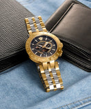 Buy Shop Versace V-Race Quartz Black Dial Gold Steel Strap Watch For Men - VEBV00519 USA Online