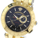 Buy Shop Versace V-Race Quartz Black Dial Gold Steel Strap Watch For Men - VEBV00519 USA Online