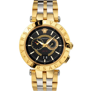 Buy Shop Versace V-Race Quartz Black Dial Gold Steel Strap Watch For Men - VEBV00519 USA Online