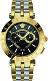 Buy Shop Versace V-Race Quartz Black Dial Gold Steel Strap Watch For Men - VEBV00519 USA Online