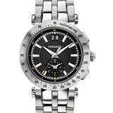 Buy Shop Versace V-Race Sport Black Dial Silver Steel Strap Watch for Men - VAH010016 USA Online