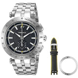 Buy Shop Versace V-Race Sport Black Dial Silver Steel Strap Watch for Men - VAH010016 USA Online