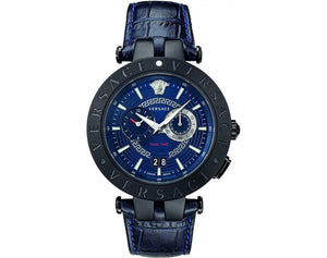 Buy Shop Versace V Race Chronograph Quartz Blue Dial Blue Leather Strap Watch For Men - VEBV00419 USA Online