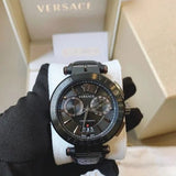 Buy Shop Versace V-Racer Aion Chronograph Black Dial Black Leather Strap Watch for Men - VBR030017 USA Online