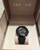 Buy Shop Versace V-Racer Aion Chronograph Black Dial Black Leather Strap Watch for Men - VBR030017 USA Online