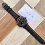 Buy Shop Versace V-Racer Aion Chronograph Black Dial Black Leather Strap Watch for Men - VBR030017 USA Online