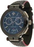 Buy Shop Versace V-Racer Aion Chronograph Black Dial Black Leather Strap Watch for Men - VBR030017 USA Online