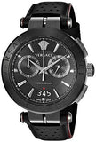 Buy Shop Versace V-Racer Aion Chronograph Black Dial Black Leather Strap Watch for Men - VBR030017 USA Online