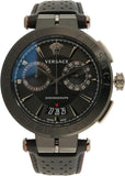 Buy Shop Versace V-Racer Aion Chronograph Black Dial Black Leather Strap Watch for Men - VBR030017 USA Online