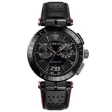 Buy Shop Versace V-Racer Aion Chronograph Black Dial Black Leather Strap Watch for Men - VBR030017 USA Online