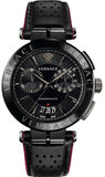 Buy Shop Versace V-Racer Aion Chronograph Black Dial Black Leather Strap Watch for Men - VBR030017 USA Online