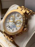 Buy Shop Versace V Racer Chronograph White Dial Gold Steel Strap Watch for Men - VBR060017 USA Online