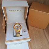 Buy Shop Versace V Racer Chronograph White Dial Gold Steel Strap Watch for Men - VBR060017 USA Online