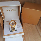 Buy Shop Versace V Racer Chronograph White Dial Gold Steel Strap Watch for Men - VBR060017 USA Online