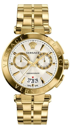 Buy Shop Versace V Racer Chronograph White Dial Gold Steel Strap Watch for Men - VBR060017 USA Online