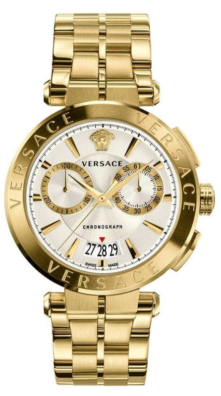 Buy Shop Versace V Racer Chronograph White Dial Gold Steel Strap Watch for Men - VBR060017 USA Online