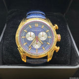 Buy Shop Versace V-Ray Blue Chronograph Blue Dial Blue Leather Strap Watch for Men - VDB030014 USA Online