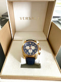 Buy Shop Versace V-Ray Blue Chronograph Blue Dial Blue Leather Strap Watch for Men - VDB030014 USA Online