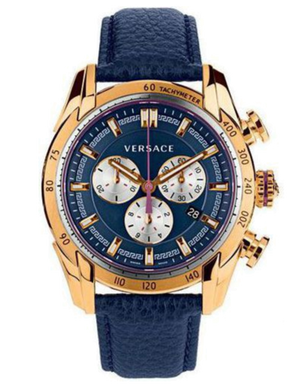 Buy Shop Versace V-Ray Blue Chronograph Blue Dial Blue Leather Strap Watch for Men - VDB030014 USA Online