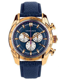 Buy Shop Versace V-Ray Blue Chronograph Blue Dial Blue Leather Strap Watch for Men - VDB030014 USA Online