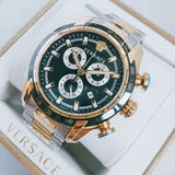 Buy Shop Versace V-Ray Chronograph Black Dial Two Tone Steel Strap Watch For Men - VE2I00421 USA Online