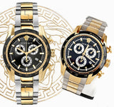 Buy Shop Versace V-Ray Chronograph Black Dial Two Tone Steel Strap Watch For Men - VE2I00421 USA Online