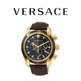 Buy Shop Versace V-Ray Chronograph Quartz Black Dial Brown Leather Strap Watch For Men - VEDB00318 USA Online