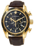 Buy Shop Versace V-Ray Chronograph Quartz Black Dial Brown Leather Strap Watch For Men - VEDB00318 USA Online