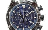 Buy Shop Versace V-Ray Chronograph Quartz Blue Dial Black Leather Strap Watch For Men - VEDB00418 USA Online