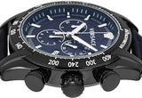 Buy Shop Versace V-Ray Chronograph Quartz Blue Dial Black Leather Strap Watch For Men - VEDB00418 USA Online