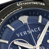 Buy Shop Versace V-Ray Chronograph Quartz Blue Dial Black Leather Strap Watch For Men - VEDB00418 USA Online