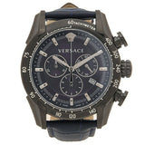 Buy Shop Versace V-Ray Chronograph Quartz Blue Dial Black Leather Strap Watch For Men - VEDB00418 USA Online
