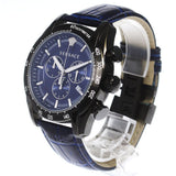 Buy Shop Versace V-Ray Chronograph Quartz Blue Dial Black Leather Strap Watch For Men - VEDB00418 USA Online