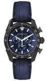 Buy Shop Versace V-Ray Chronograph Quartz Blue Dial Black Leather Strap Watch For Men - VEDB00418 USA Online