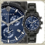 Buy Shop Versace V-Ray Chronograph Quartz Blue Dial Black Steel Strap Watch For Men - VE2I00521 USA Online